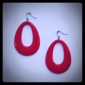 80s style red earrings